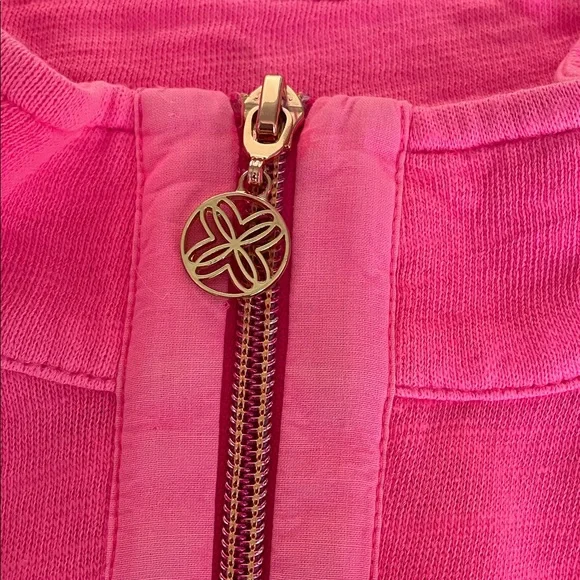 Lilly Pulitzer Pink Ashlee 1/2 Zip Cotton Sweatshirt Size Medium - Picture 5 of 11